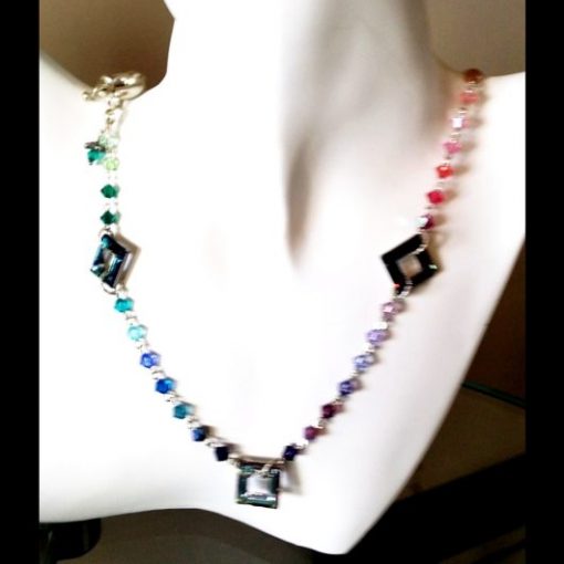 Swarovski Crystal necklace Cosmic squares