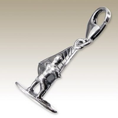 Wind Surfing clip on charm Sterling Silver