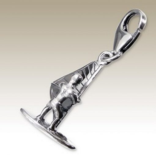 Wind Surfing clip on charm Sterling Silver