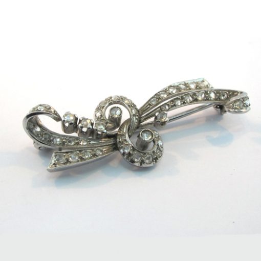 Platinum brooch rose cut diamonds Victorian