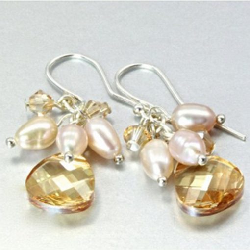 Swarovski Crystal earrings Sterling Silver Golden Shadow