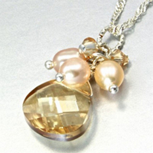 Swarovski Crystal necklace Sterling Silver Golden Shadow