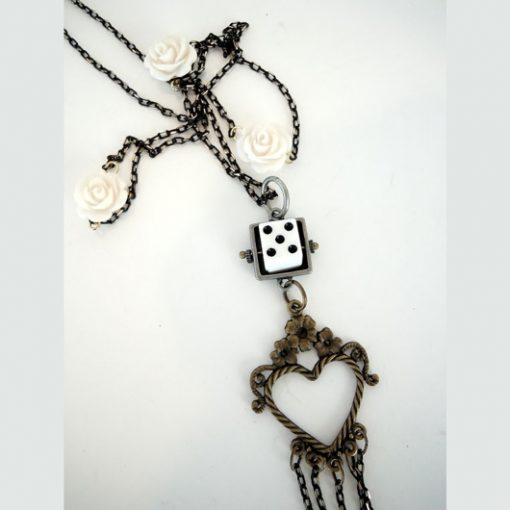 Take a Chance on Love necklace Flowers Dice