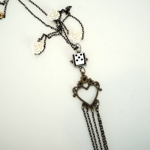 Take a Chance on Love necklace Flowers Dice