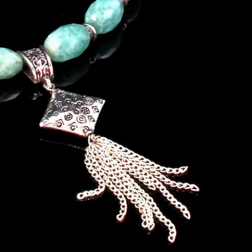 Aquamarine necklace earrings Set Tibetan Silver