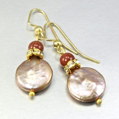 Freshwater Pearl goldstone earrings Vermeil