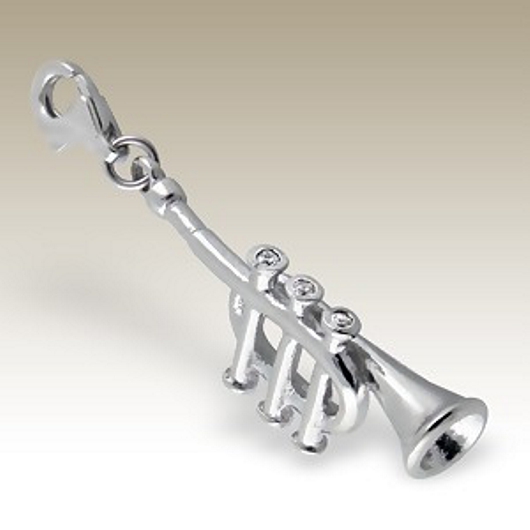 Trumpet clip on charm Sterling Silver