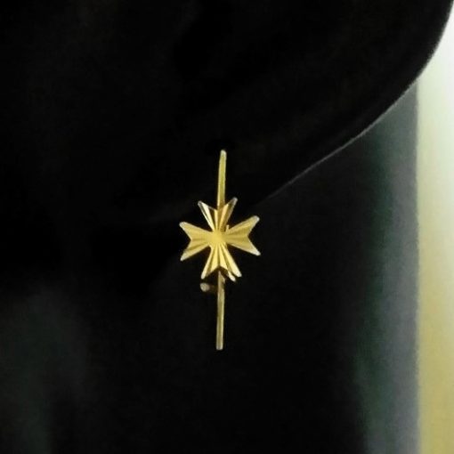 9ct Gold Maltese Cross earrings hook diamond cut