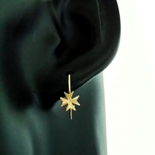 9ct Gold Maltese Cross earrings hook diamond cut