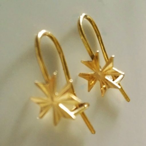 9ct Gold Maltese Cross earrings hook diamond cut