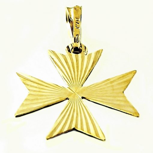 9ct Gold Maltese Cross pendant diamond cut 2.6cm