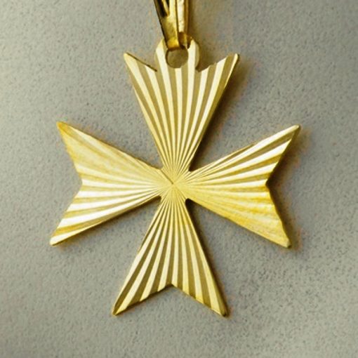 9ct Gold Maltese Cross diamond cut pendant 2.1cm