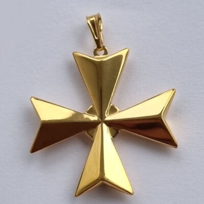 9ct Gold Maltese Cross 3D pendant 3cm