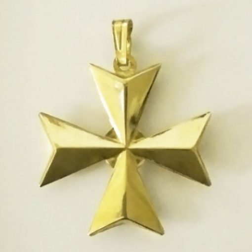 9ct Gold Maltese Cross 3D pendant 3cm