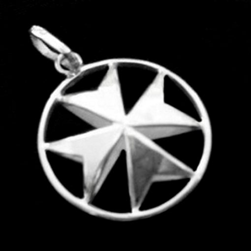 Maltese Cross double sided Sterling Silver pendant 23mm