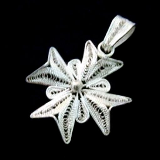 Maltese Cross filigree bail Sterling Silver pendant 2.5cm