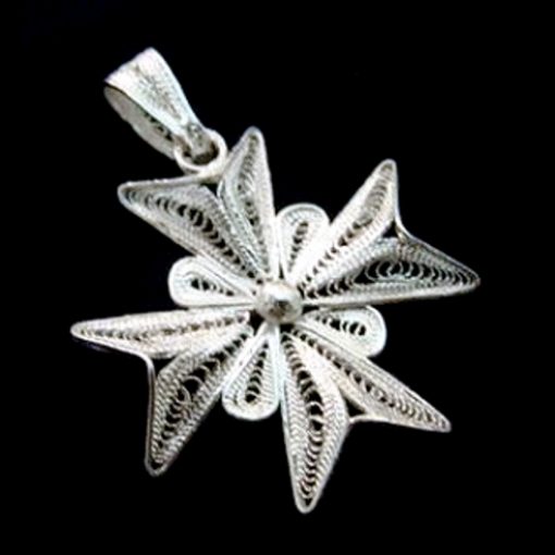 Maltese Cross filigree bail pendant Sterling Silver 3cm