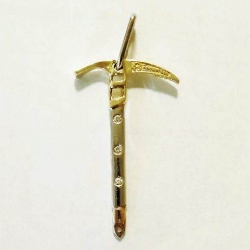 Mountaineering grivel Mont Blanc ice axe pendant 18ct Gold Diamonds