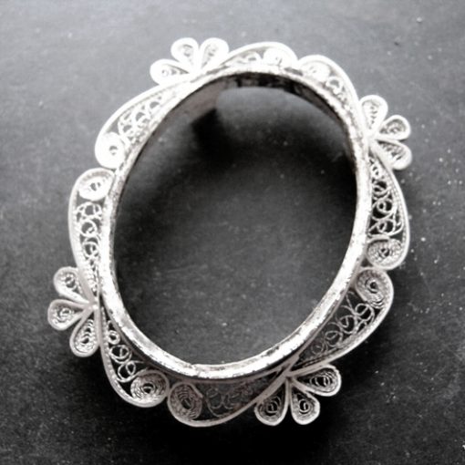 Sterling Silver filigree Cameo pendants. S.Scroll design.