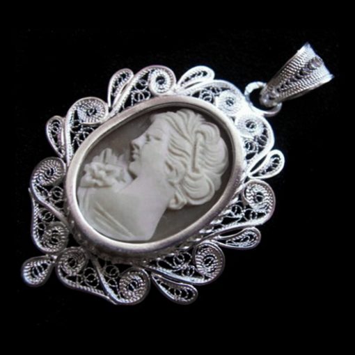 Sterling Silver filigree Cameo pendants