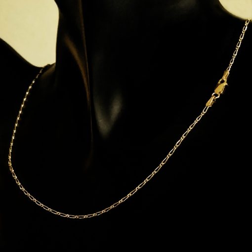 9ct Gold chain 11 Figaro diamond cut Italy