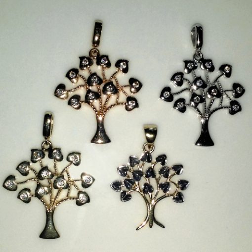 9ct rose white and yellow gold Tree of Life pendants