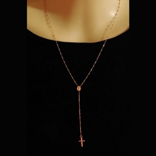 Rose gold rosary beads necklace Italy