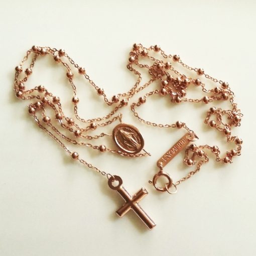 Rose gold rosary beads necklace Italy