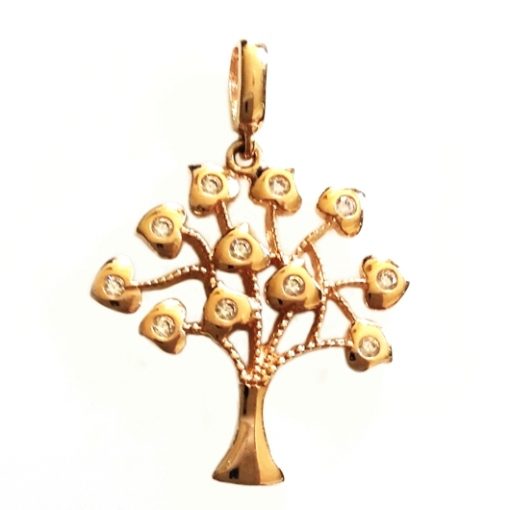 9ct rose Gold Tree of Life pendant zirconia