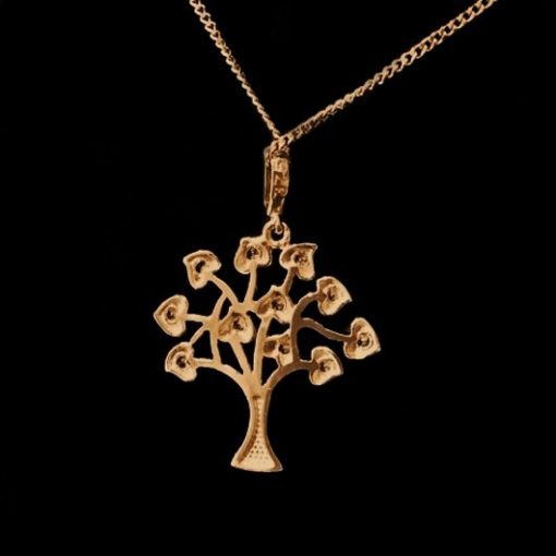 9ct rose Gold Tree of Life pendant zirconia