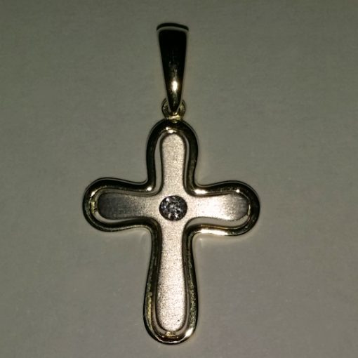 9ct Cross pendant White and Yellow Gold