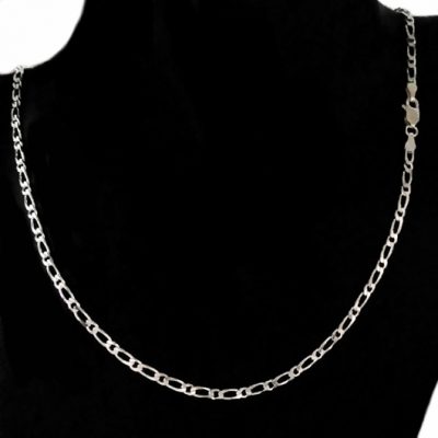 Chain Sterling Silver Figaro 11 bevelled 2.8mm 45cm (BFD81)