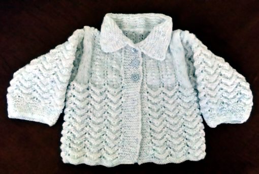 Hand knit baby jacket 4 ply soft wool pastels