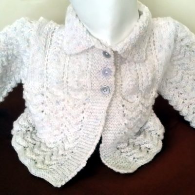 Hand knit baby jacket 4 ply soft wool pastels