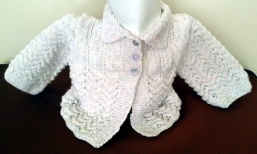 Hand knit baby jacket 4 ply soft wool pastels