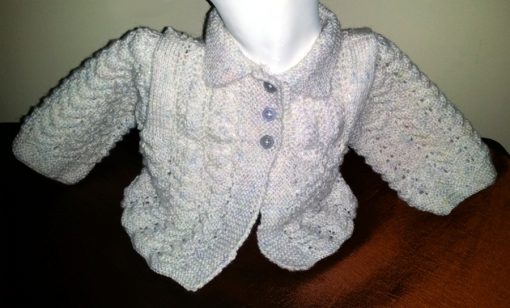 Hand knit baby jacket 4 ply soft wool pastels