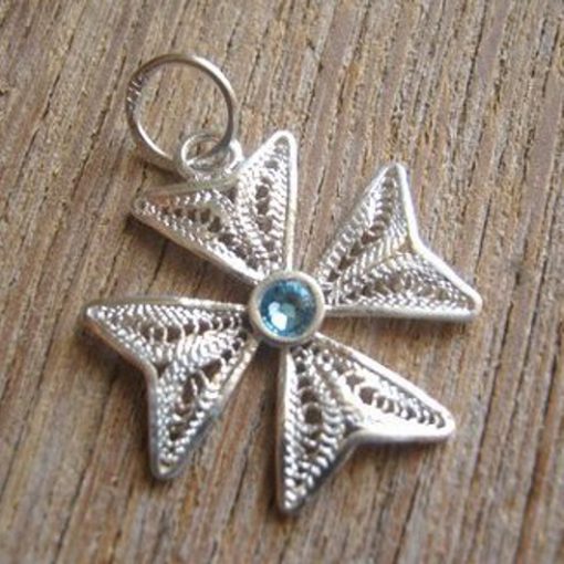 Maltese Cross filigree pendant Sterling Silver 2cm turquoise