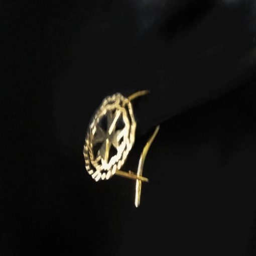 9ct Gold Maltese Cross earrings double circle diamond cut