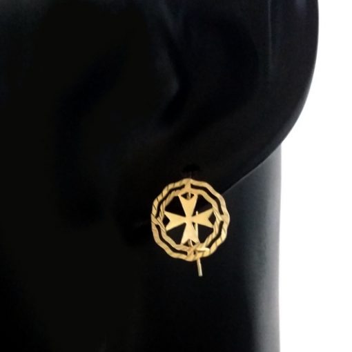 9ct Gold Maltese Cross earrings double circle 1.3cm