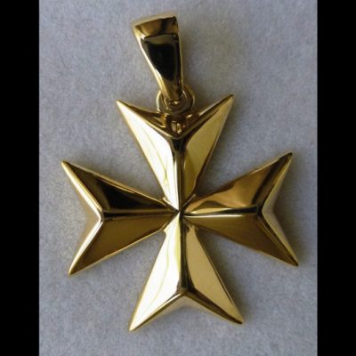 9ct Gold Maltese Cross pendant solid 2.5cm