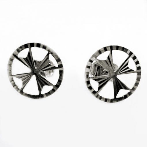 18ct white Gold earrings Maltese Cross circle