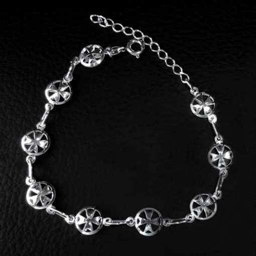 Sterling Silver Bracelet Maltese Cross double sided