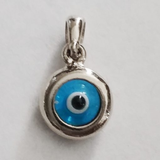 9ct white Gold double sided Evil Eye charm 9mm