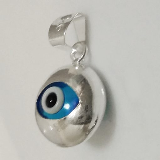 Sterling Silver double sided lucky evil Eye charm pendant 10mm