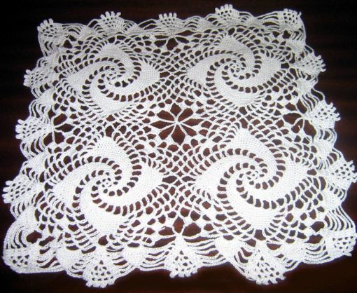 Maltese doily mat handmade white Square