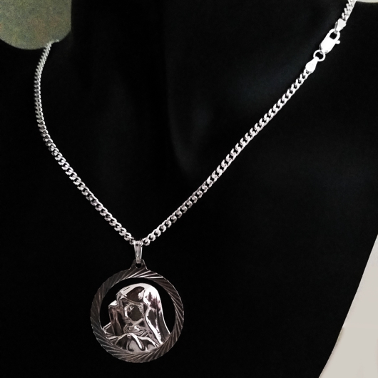 Virgin Mary pendant Sterling Silver with Curb chain