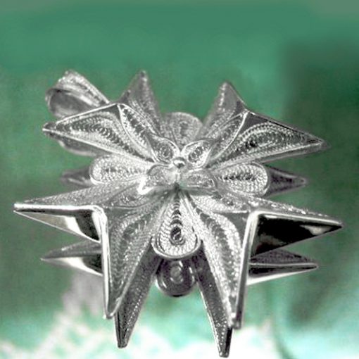 Maltese Cross filigree pendant Sterling Silver 3D double sided