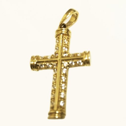 9ct 9kt yellow Gold Cross pendant sparkling stones