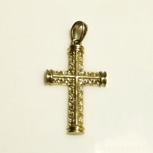 9ct 9kt yellow Gold Cross pendant sparkling stones