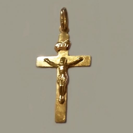 9ct Gold flat Crucifix 2.8cm UnoAerre Italy